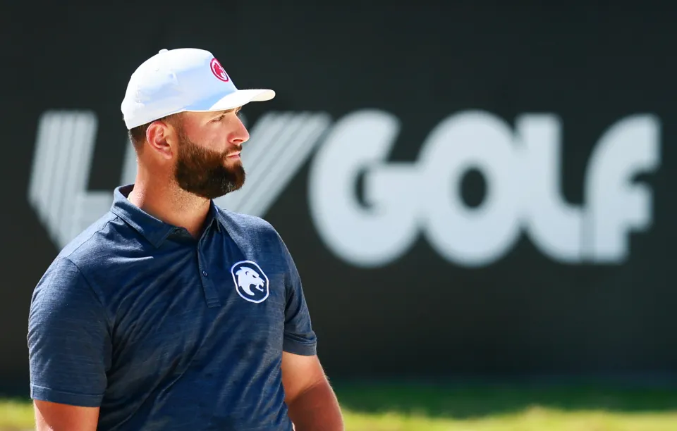 Captain Jon Rahm of Legion XIII warms up in the practice area during day one of the LIV Golf Invitational - Mayakoba at El Camaleon at Mayakoba on February 02, 2024