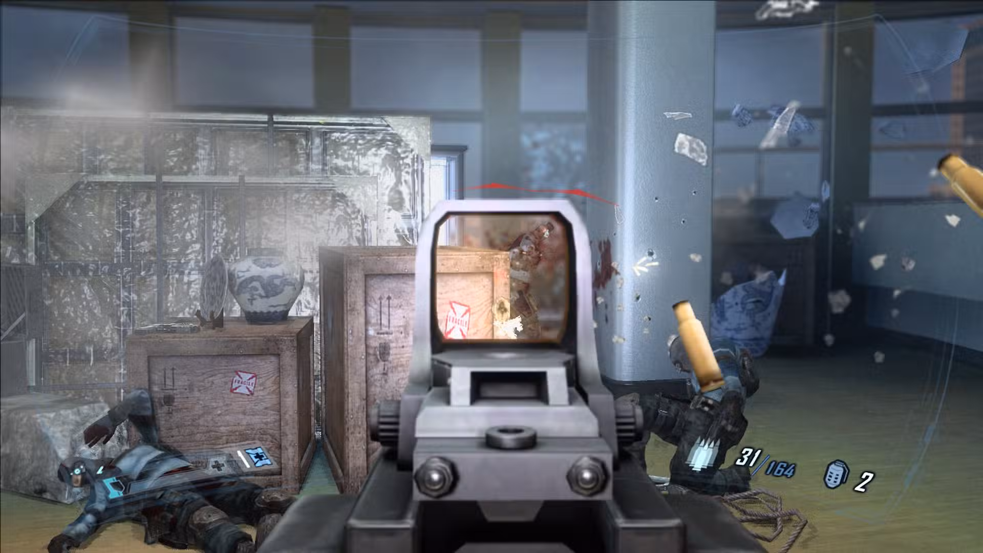 Shooting enemies in Fear 2 Project Origin