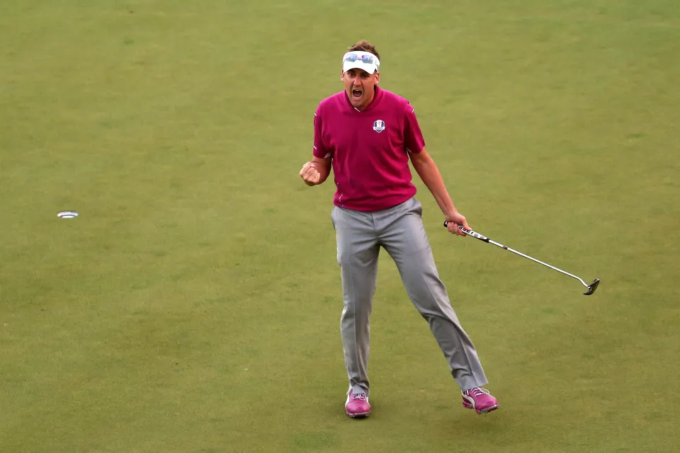 Poulter's maroon and grey get up was a hit in 2012