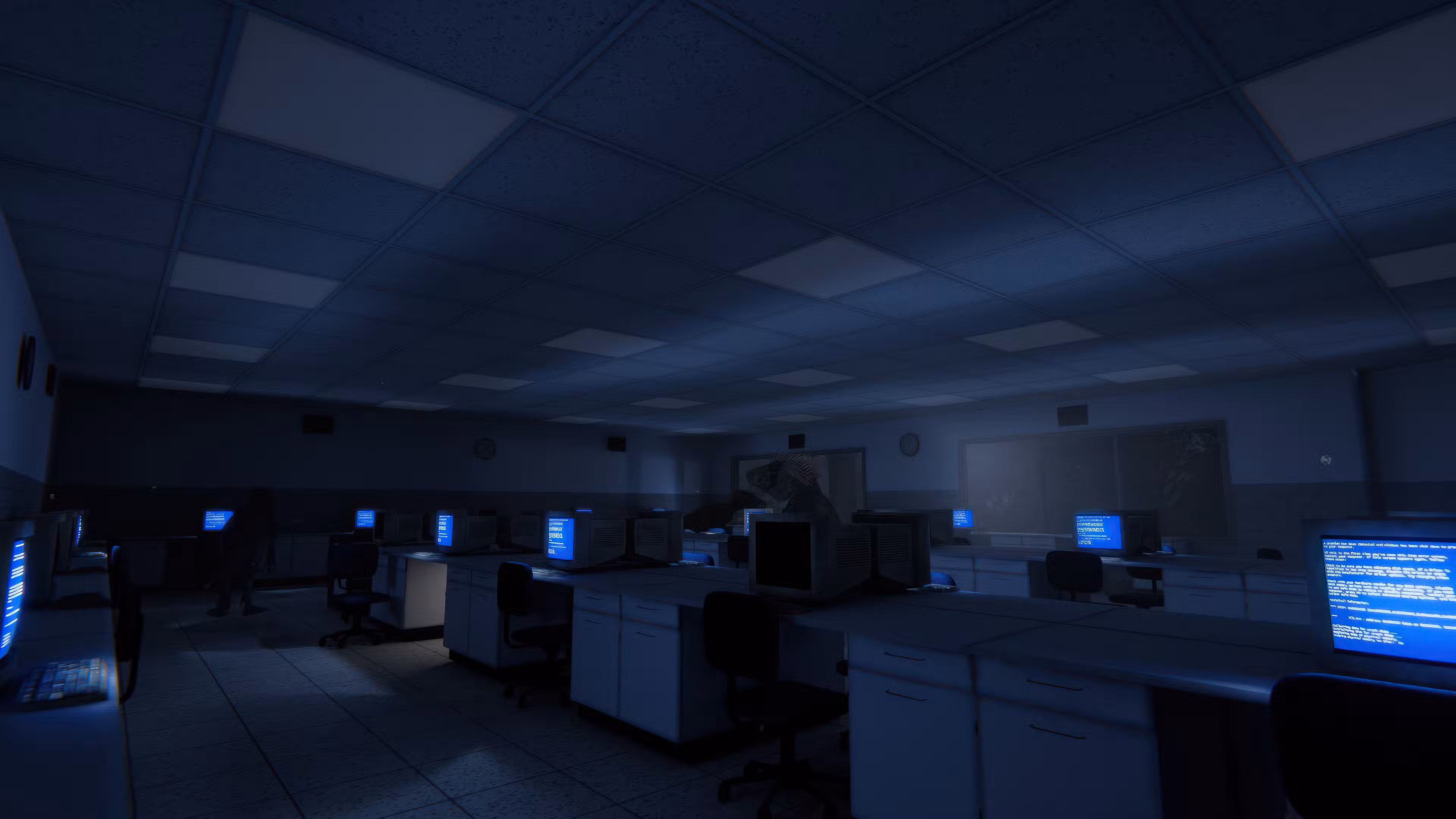 Welcome to Sunnybrook Screentshot showing dinosaur in office building