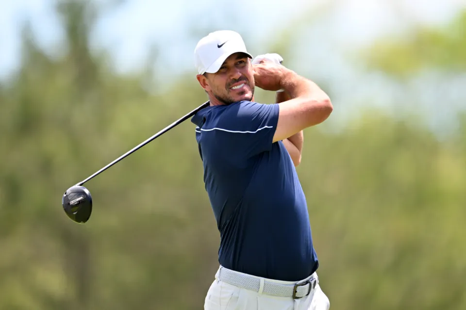 Brooks Koepka of the United States plays his shot from the second tee during the third round of the RBC Canadian Open 2026 at TPC Toronto at Osprey Valley on June 13, 2026