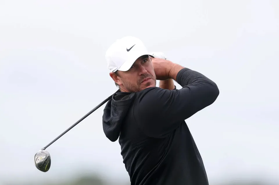 Brooks Koepka of the United States plays a shot