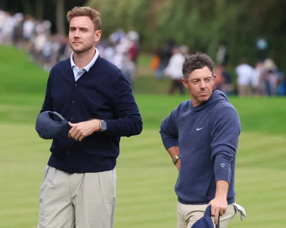 Stuart Broad and Rory McIlroy at the BMW PGA Championship Pro-Am