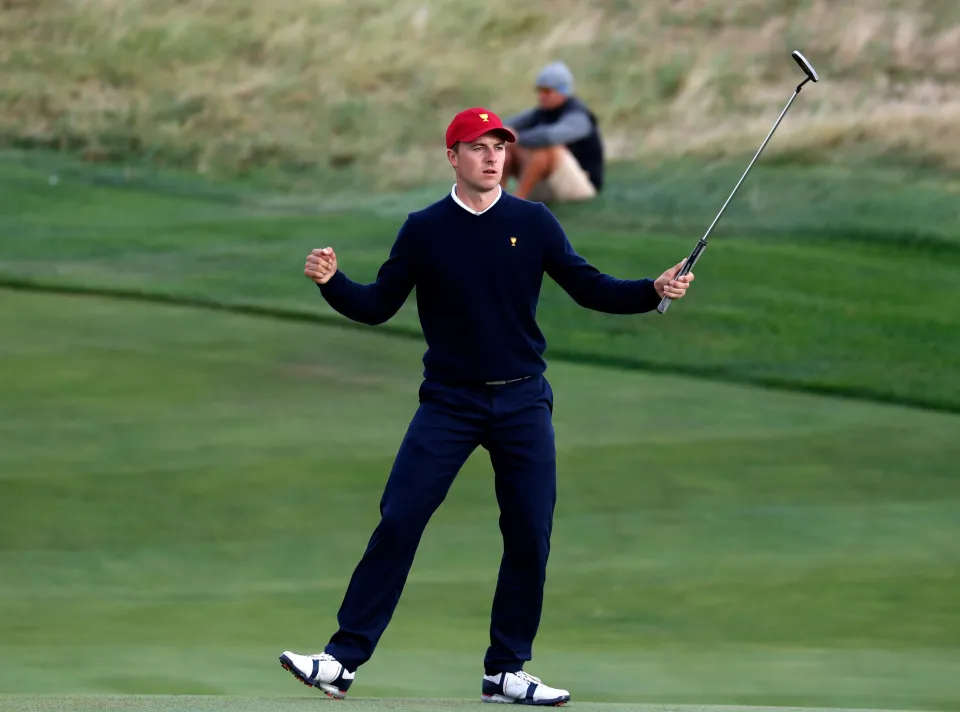 Spieth eventually helped the US to the fourballs win and another Presidents Cup triumph