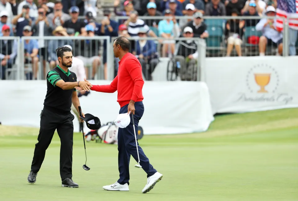Tiger Woods and Abraham Ancer at the Presidents Cup