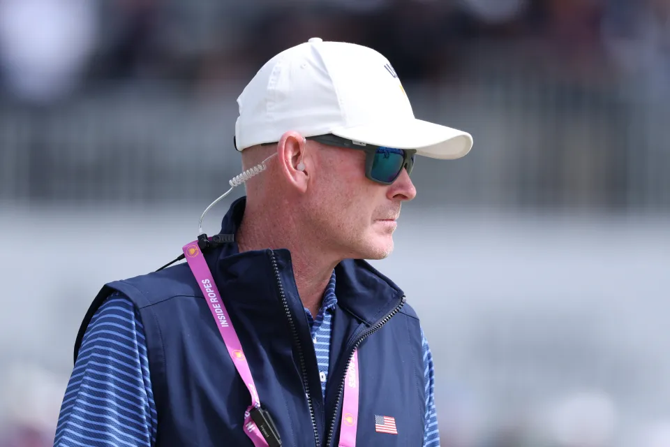 Captain Brandt Snedeker of the U.S. Team looks on from the seventh green during Thursday's Four-ball matches on day one of the Presidents Cup 2026 at Medinah Country Club on September 24, 2026 in Medinah, Illinois.