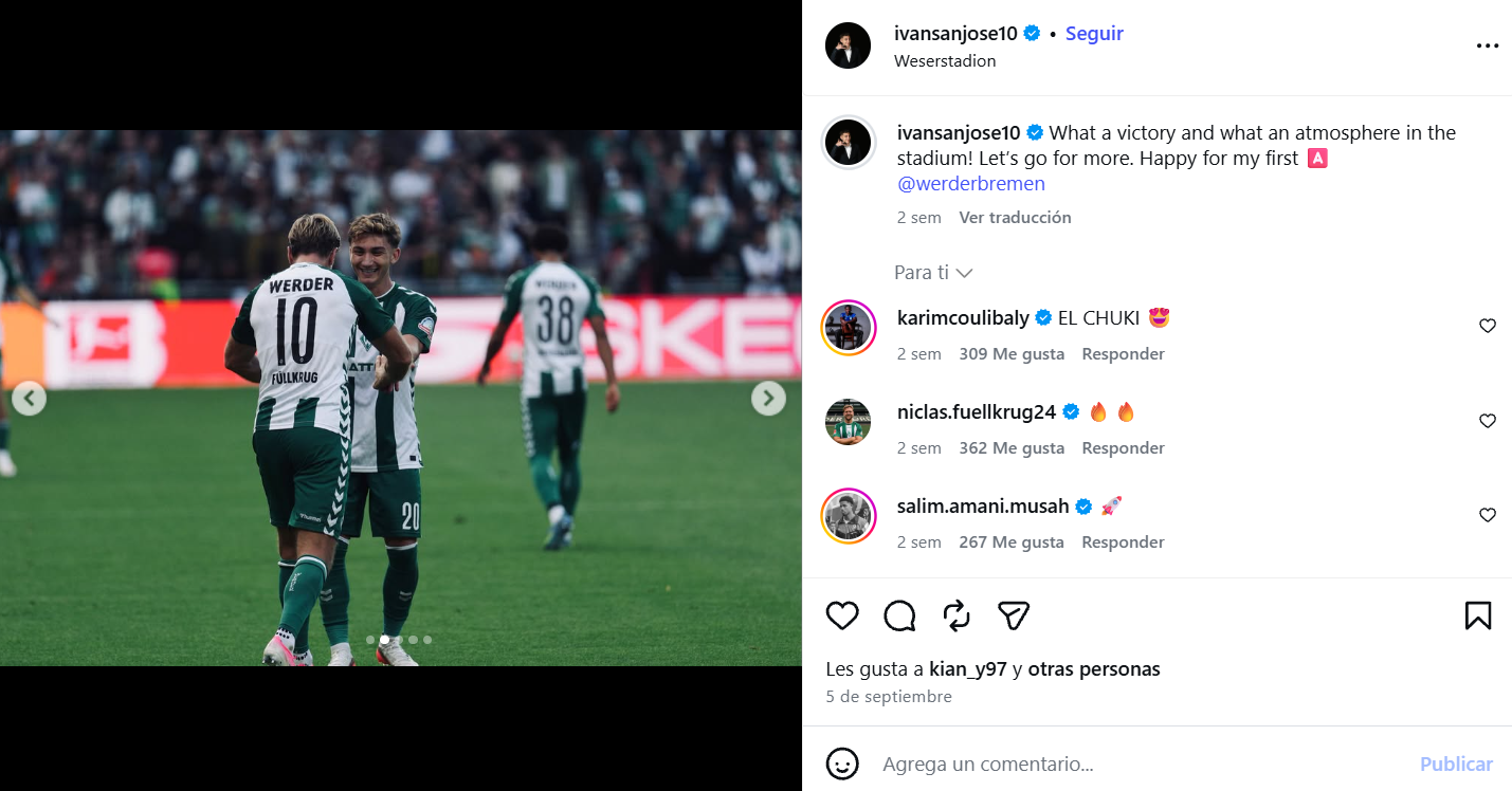 Chuki celebra un gol con Füllkrug.