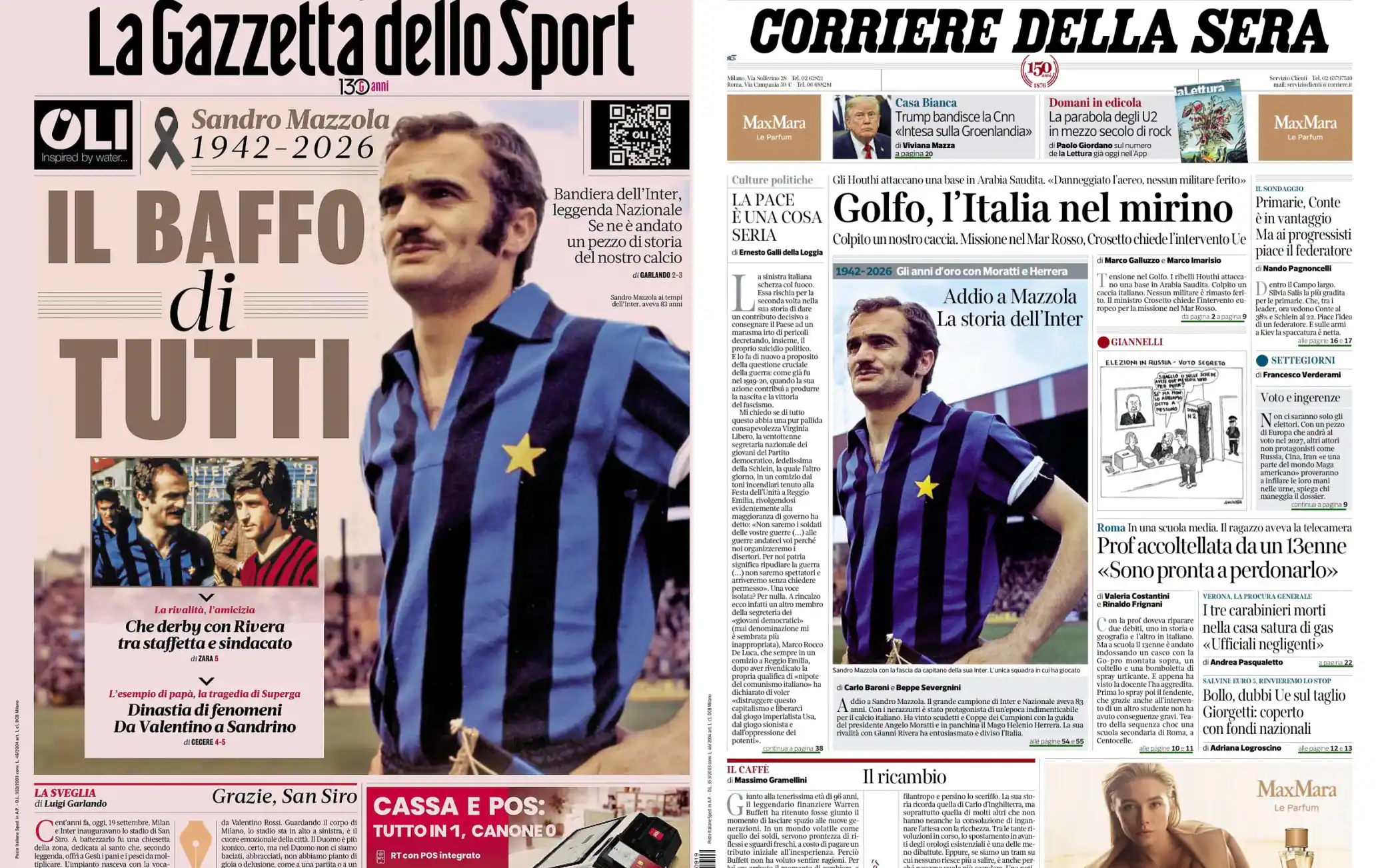 Rassegna stampa su Sandro Mazzola